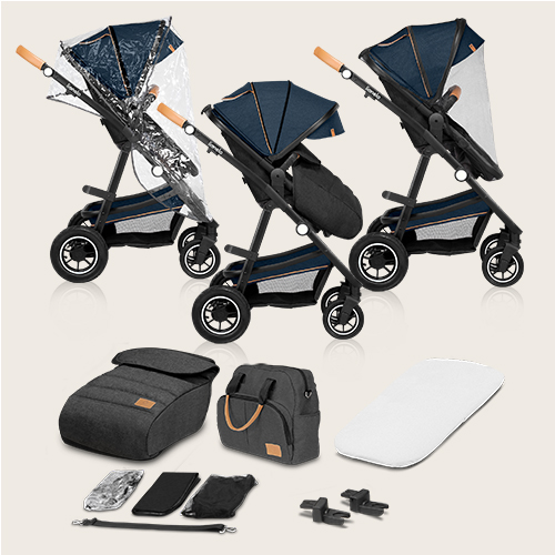 lionelo Amber 2 w 1 Black Silver — Wózek wielofunkcyjny